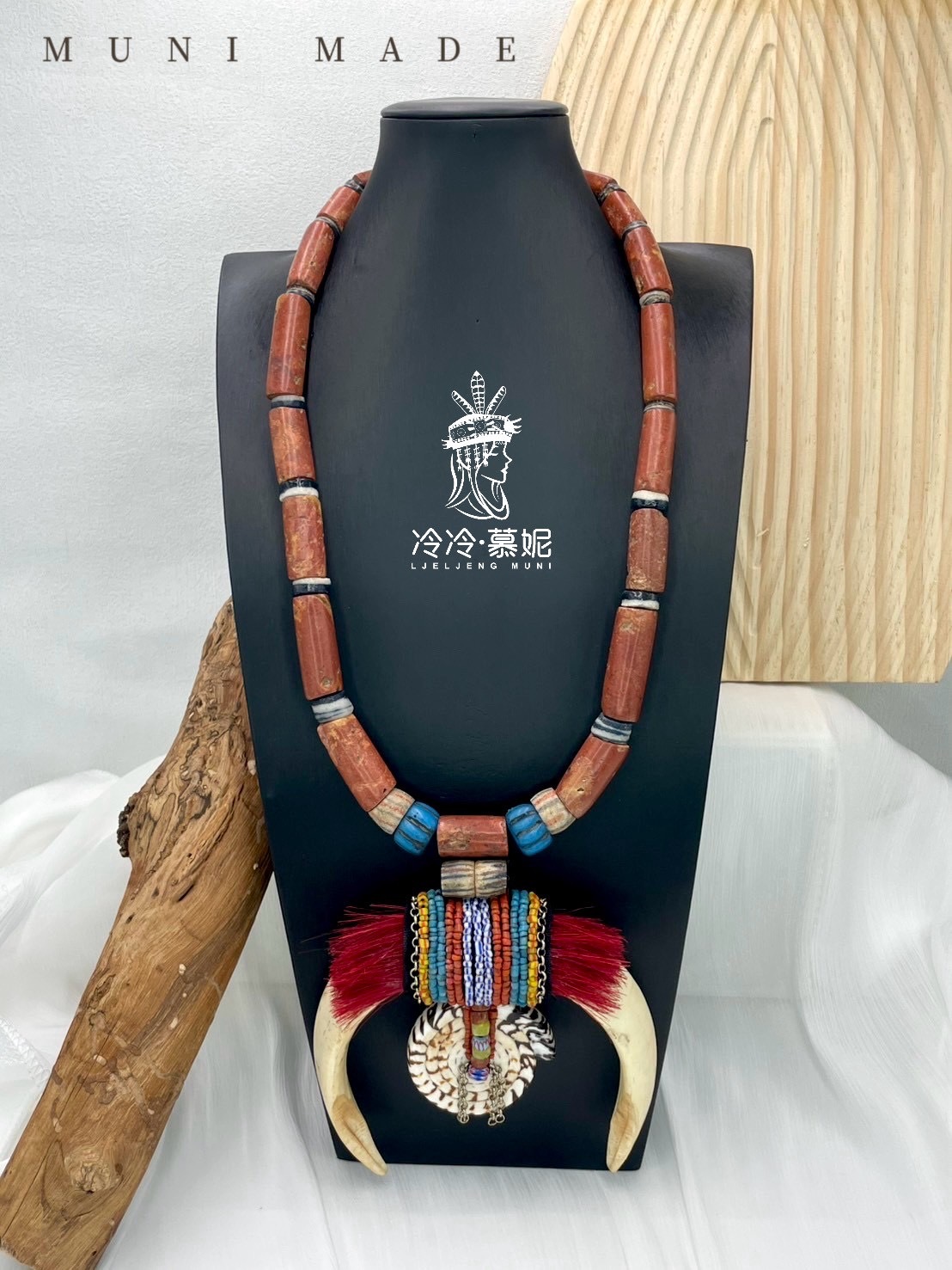 M-No.23貿易老珠大山豬牙長鍊90cm