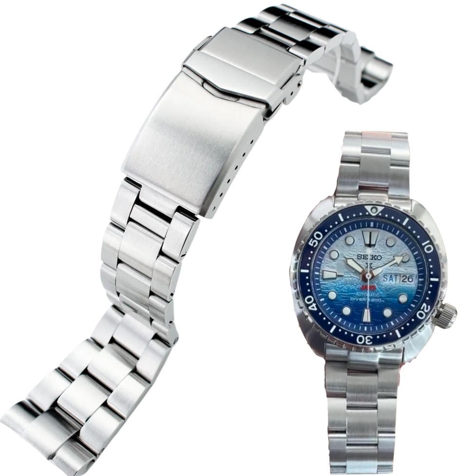 萬年鐘錶 - 太空人錶帶 SEIKO 烏龜款 專用錶帶 SEIKO 精工復刻鮑魚 專用代用錶帶實心三版總統不鏽鋼拉砂 潛水錶扣  SS221820B045
