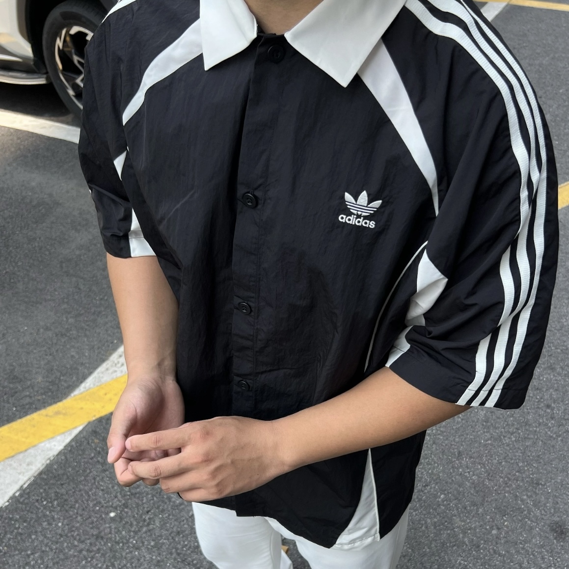 ADIDAS ORIGINALS RETRO SS25 經典LOGO 復古 運動 翻領 短袖 襯衫 黑 KD0947/預購