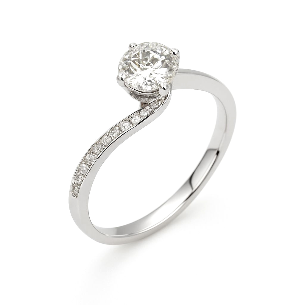 18K白金天然鑽石扭臂戒托