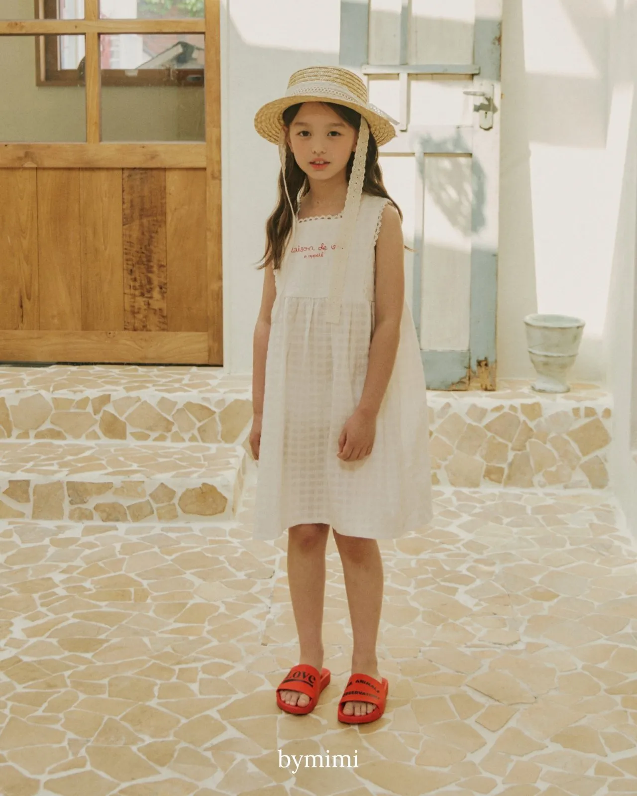 韓國 By MiMi  - 25夏 古典刺繡蕾絲背心洋裝(兩色)