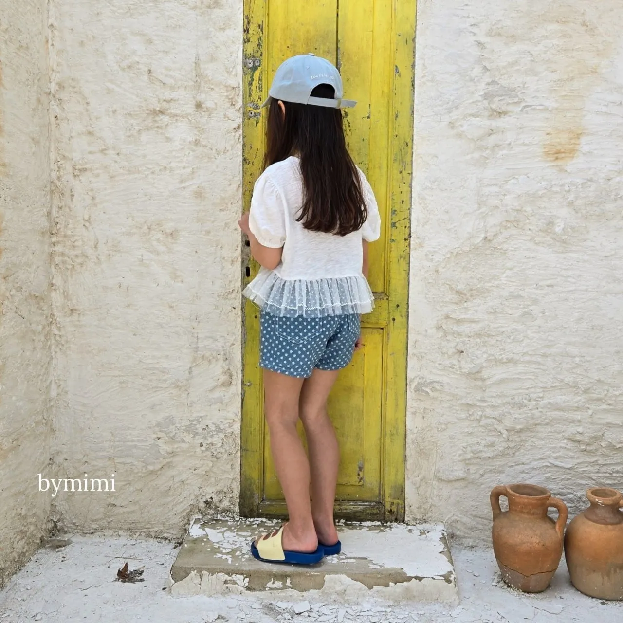 韓國 BY MiMi  - 25夏 蕾絲荷葉泡泡袖上衣