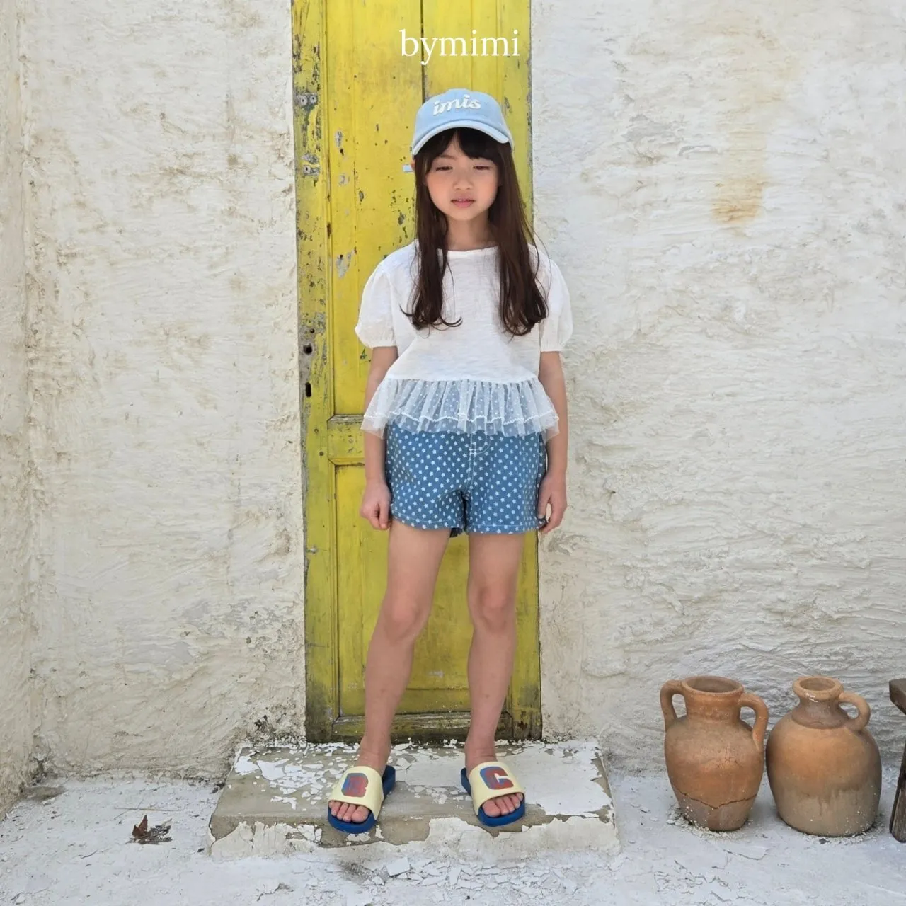 韓國 BY MiMi  - 25夏 蕾絲荷葉泡泡袖上衣