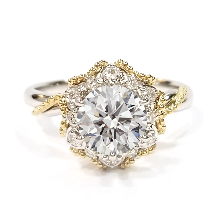 18K白 / 黃金天然鑽石手捧花戒指托