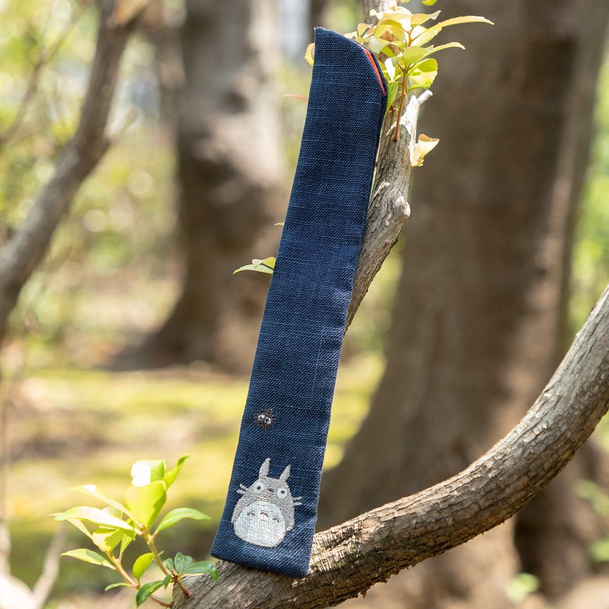 刺繡扇子袋 龍貓 藏藍色