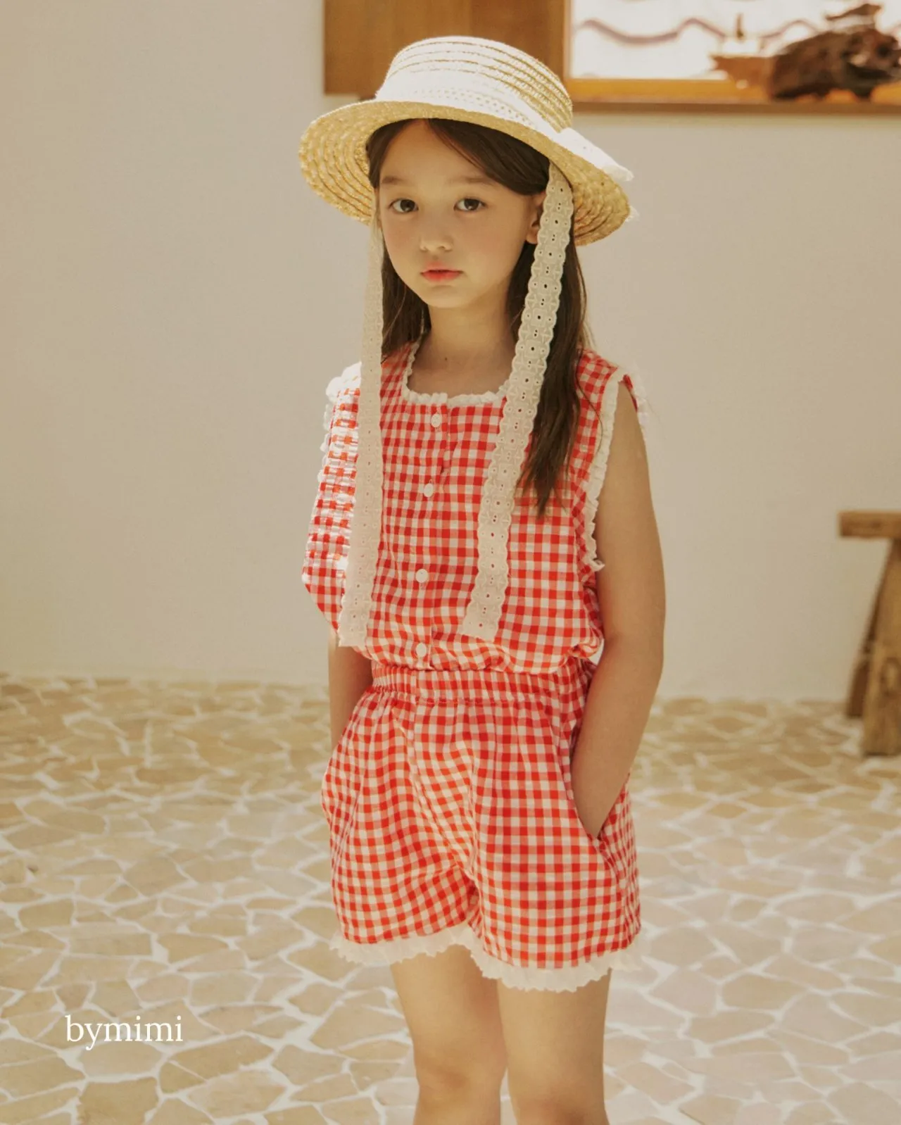 韓國 By MiMi  - 25夏 格紋蕾絲短褲 (2色)