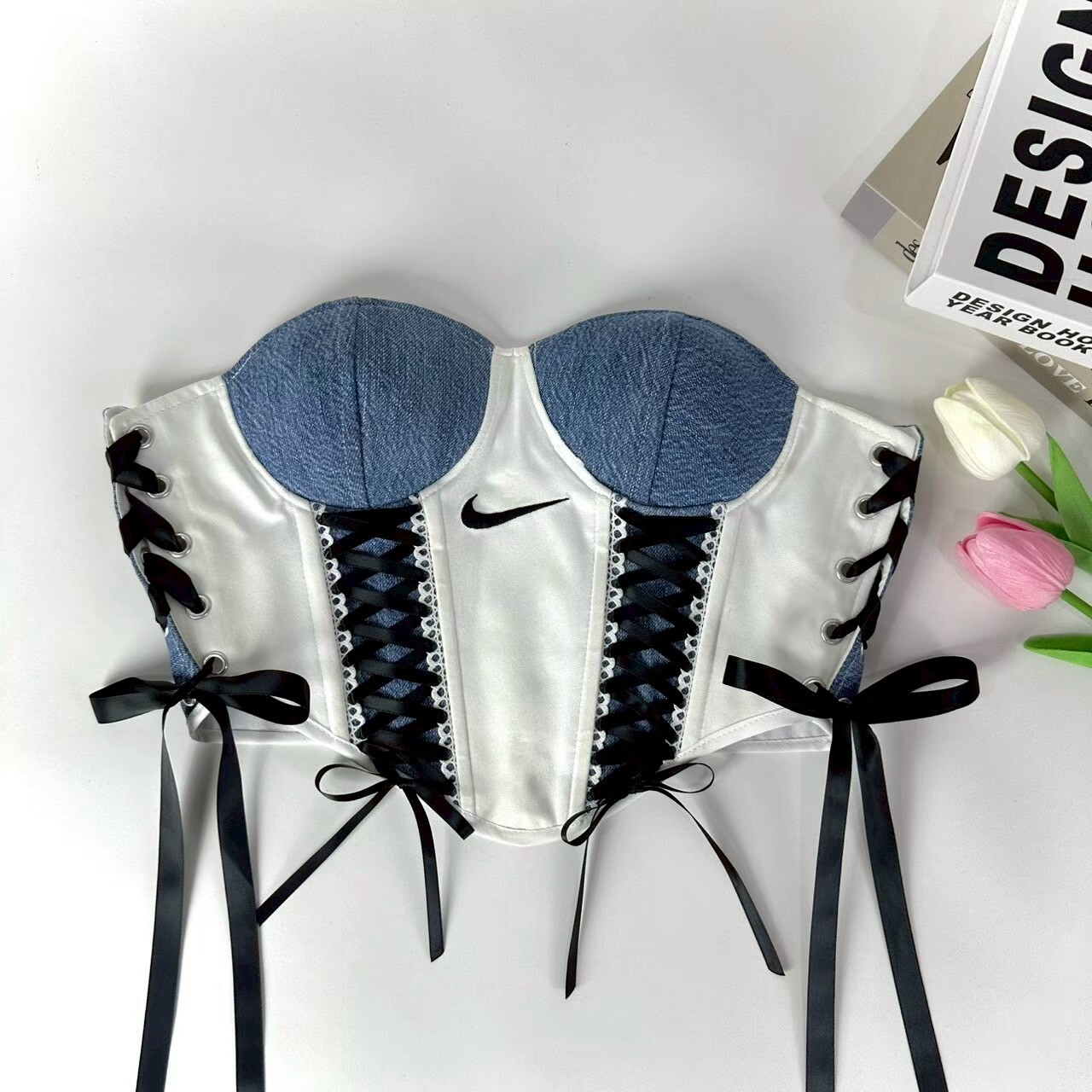 【售罄】JUSTME - 泰國Remake 牛仔X芭蕾風平口馬甲 JMCT_030