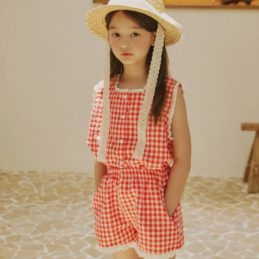 韓國 By MiMi  - 25夏 格紋蕾絲短褲 (2色)