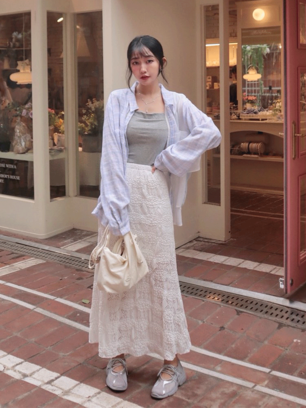 25E110MidSummer-仲夏法式鏤空雕花長裙 (彈性)