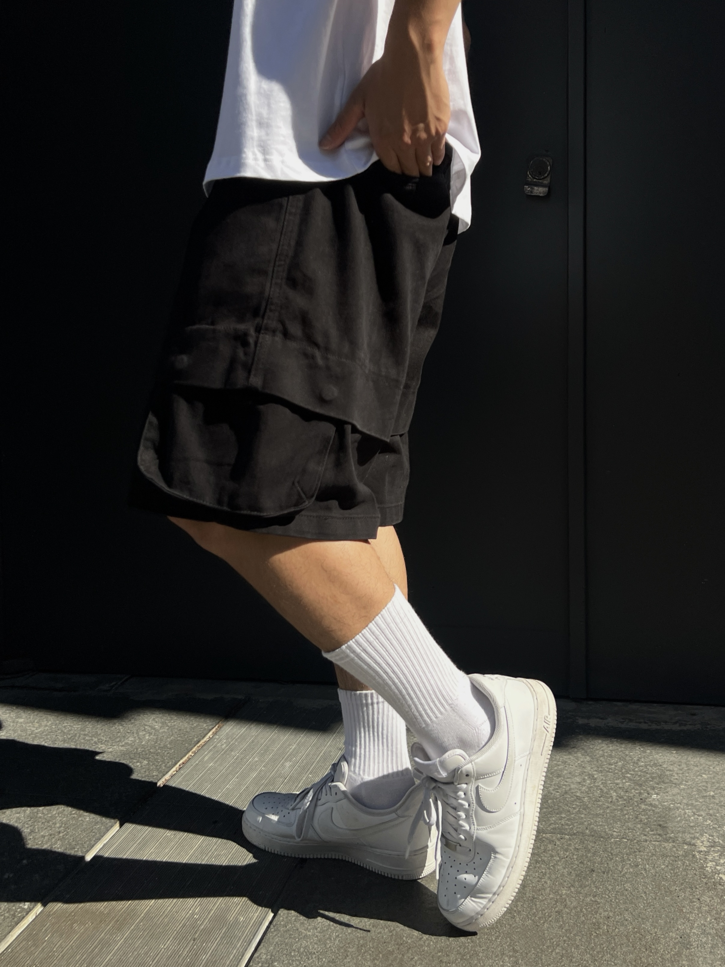 [1atm] 斜紋布-側口挺版短褲