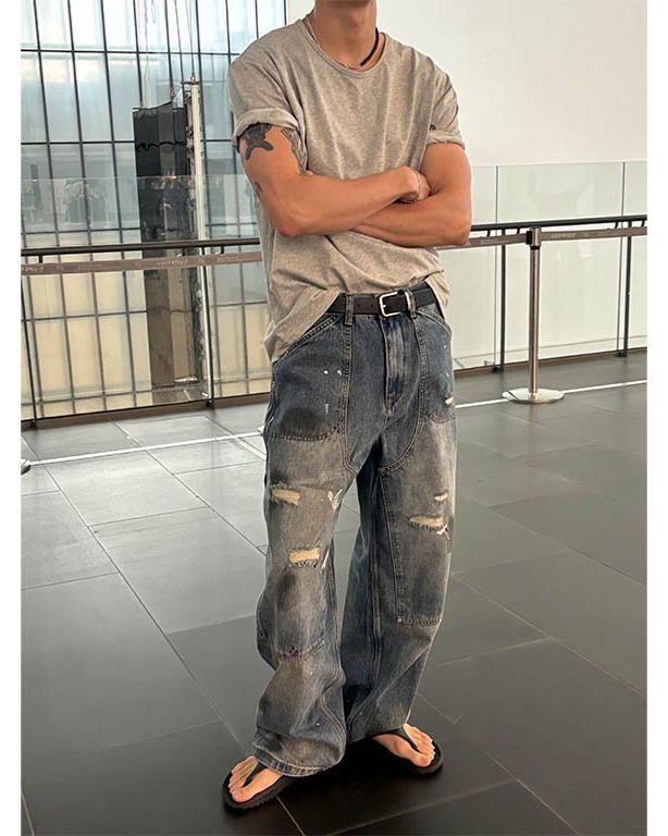 塗鴉工裝牛仔褲