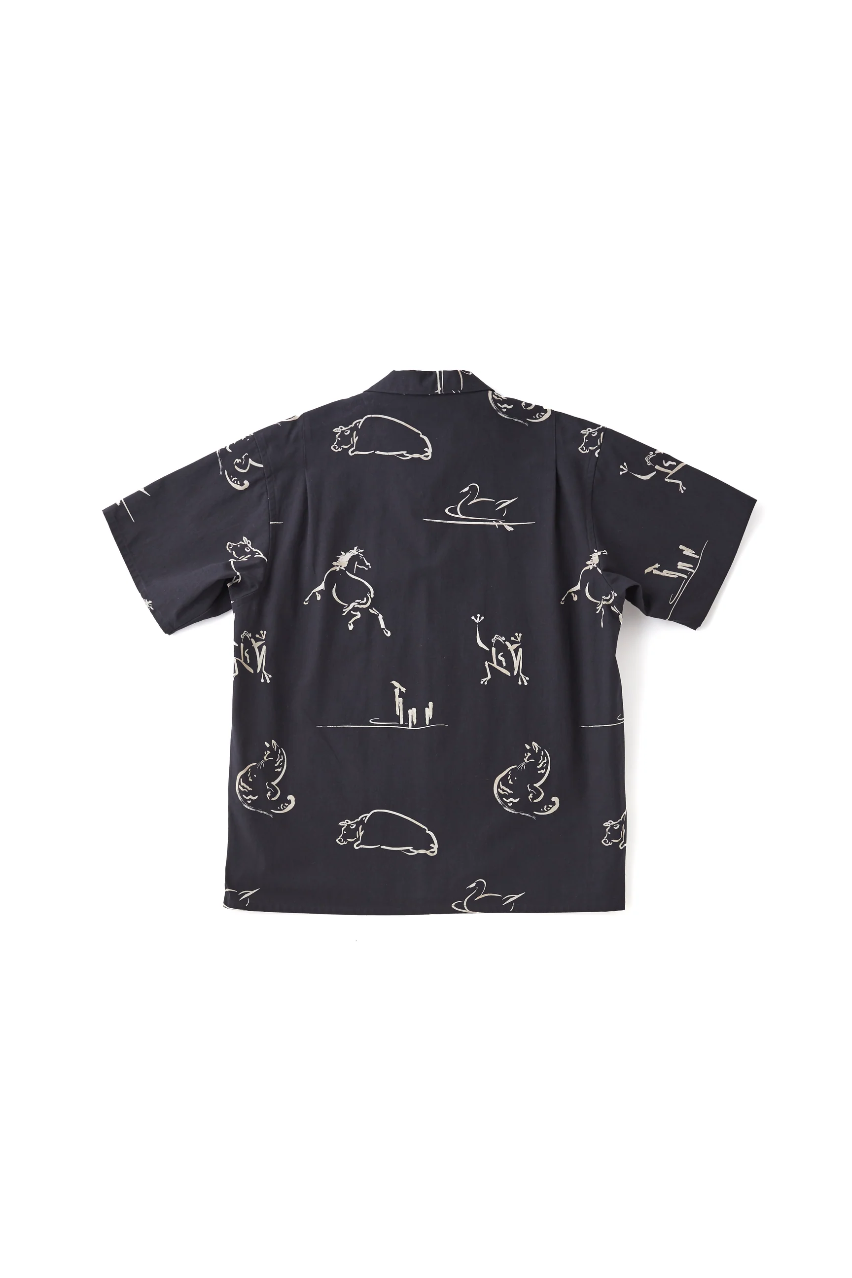 OLD JOE ORIGINAL PRINTED OPEN COLLAR SHIRT (ANIMAL DRAWING) SHORT-SLEEVE