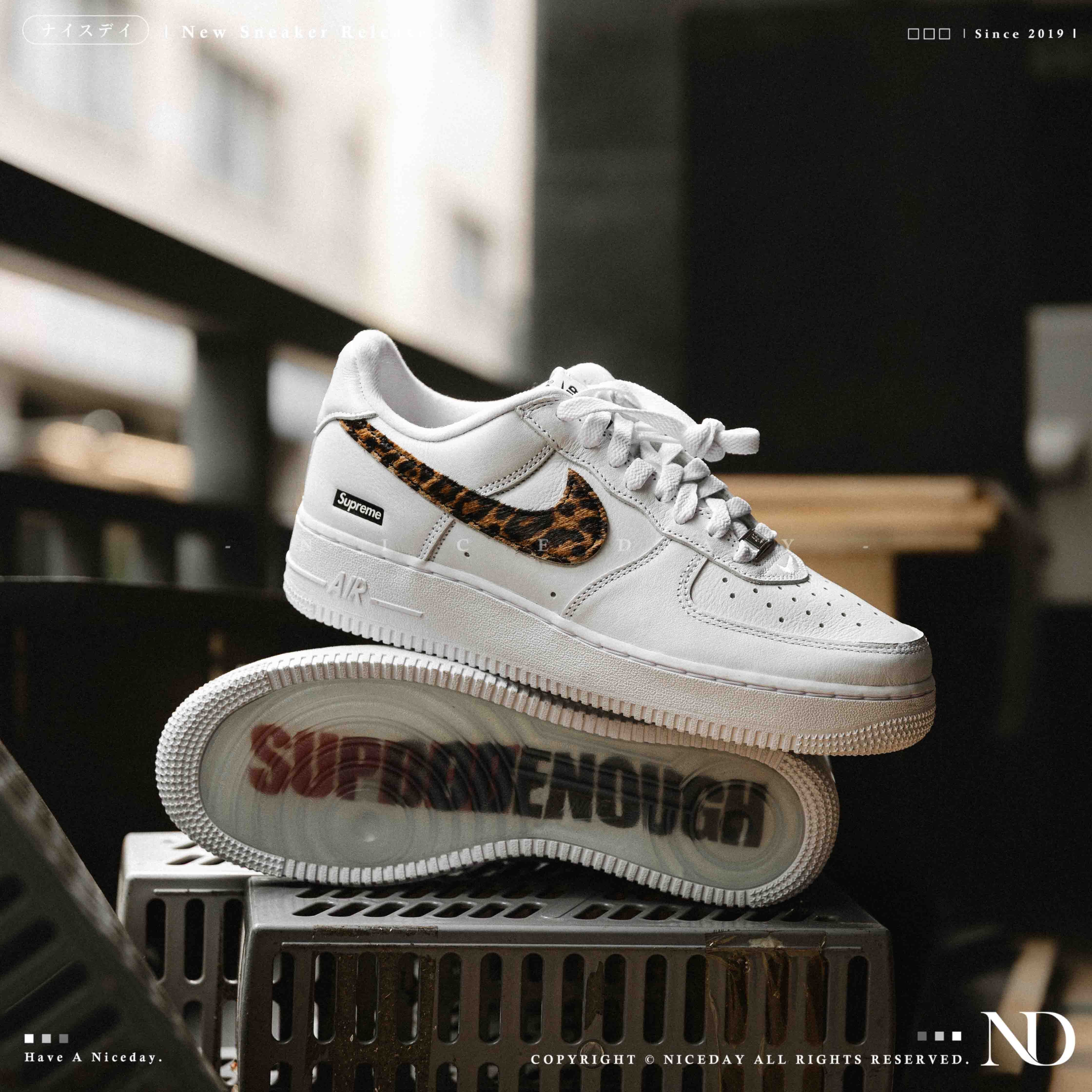 NICEDAY 代購 SUPREME x Nike Air Force 1 聯名 豹紋 花紋 棕色 摩卡勾勾 限量 IM3483-100
