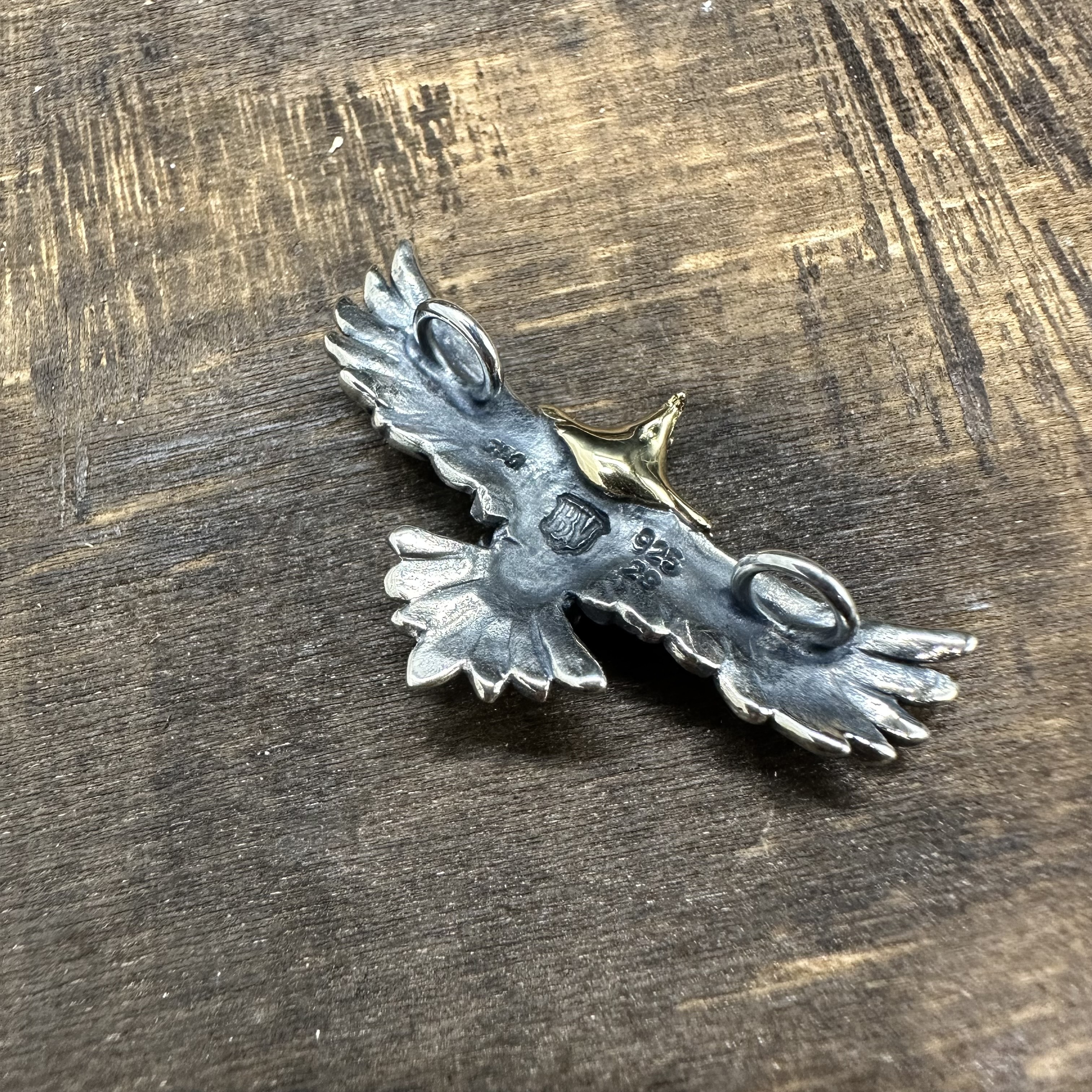 *Freedom & Prayer 4cm 18K金頭純銀老鷹鑲澳洲蛋白石