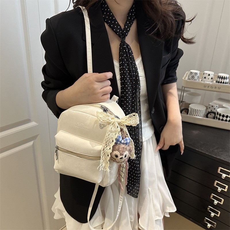Vintage Casual Backpack with Cute Charm