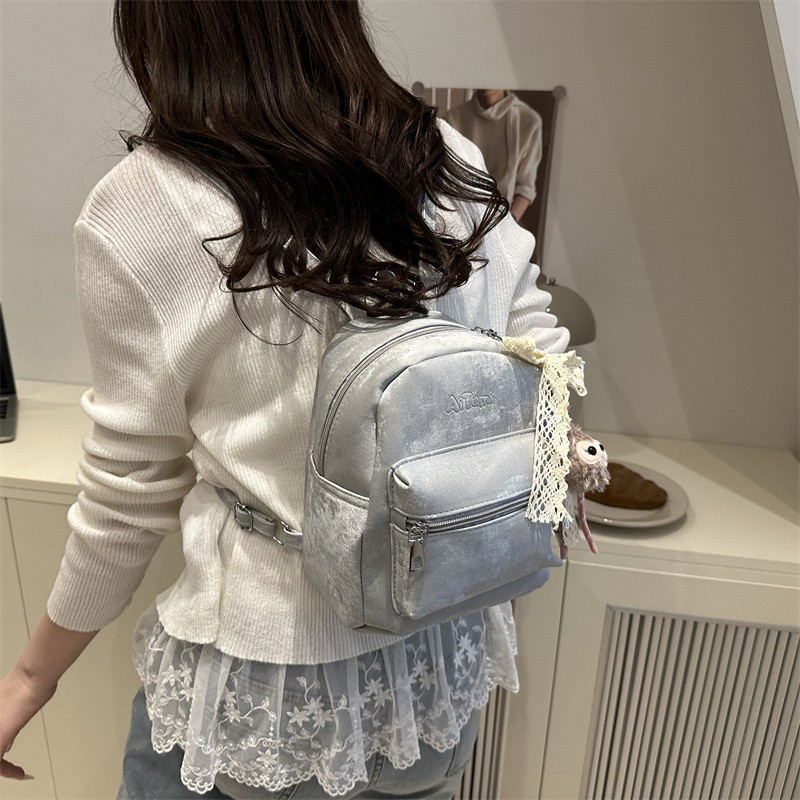 Vintage Casual Backpack with Cute Charm