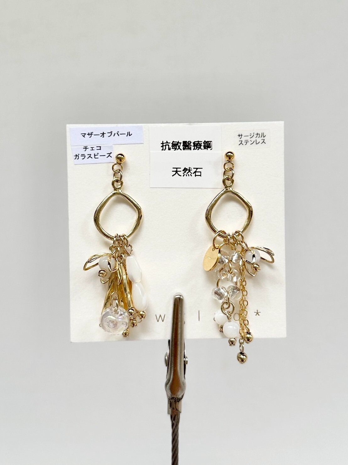 [glowglad] 金屬花×珍珠不對稱耳環 | 耳針 | NO.15