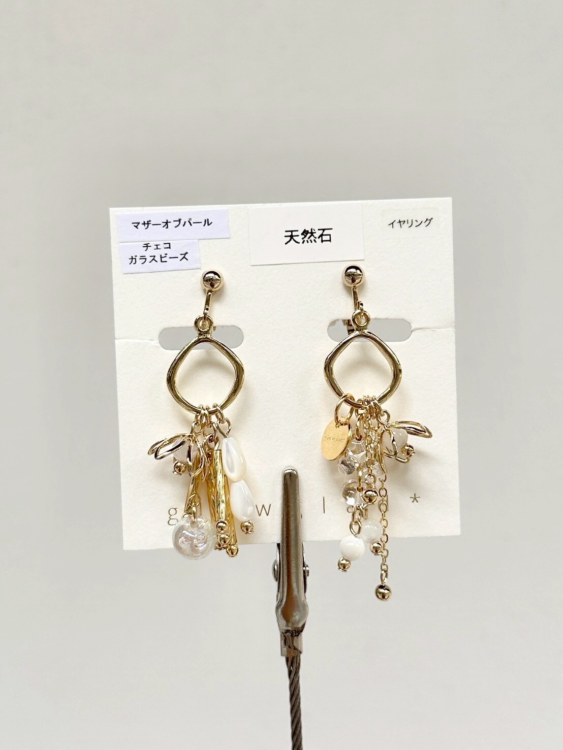 [glowglad] 金屬花×珍珠不對稱耳環 | 耳夾 | NO.16