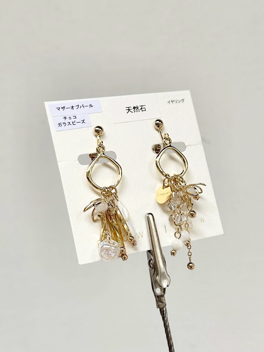 [glowglad] 金屬花×珍珠不對稱耳環 | 耳夾 | NO.16