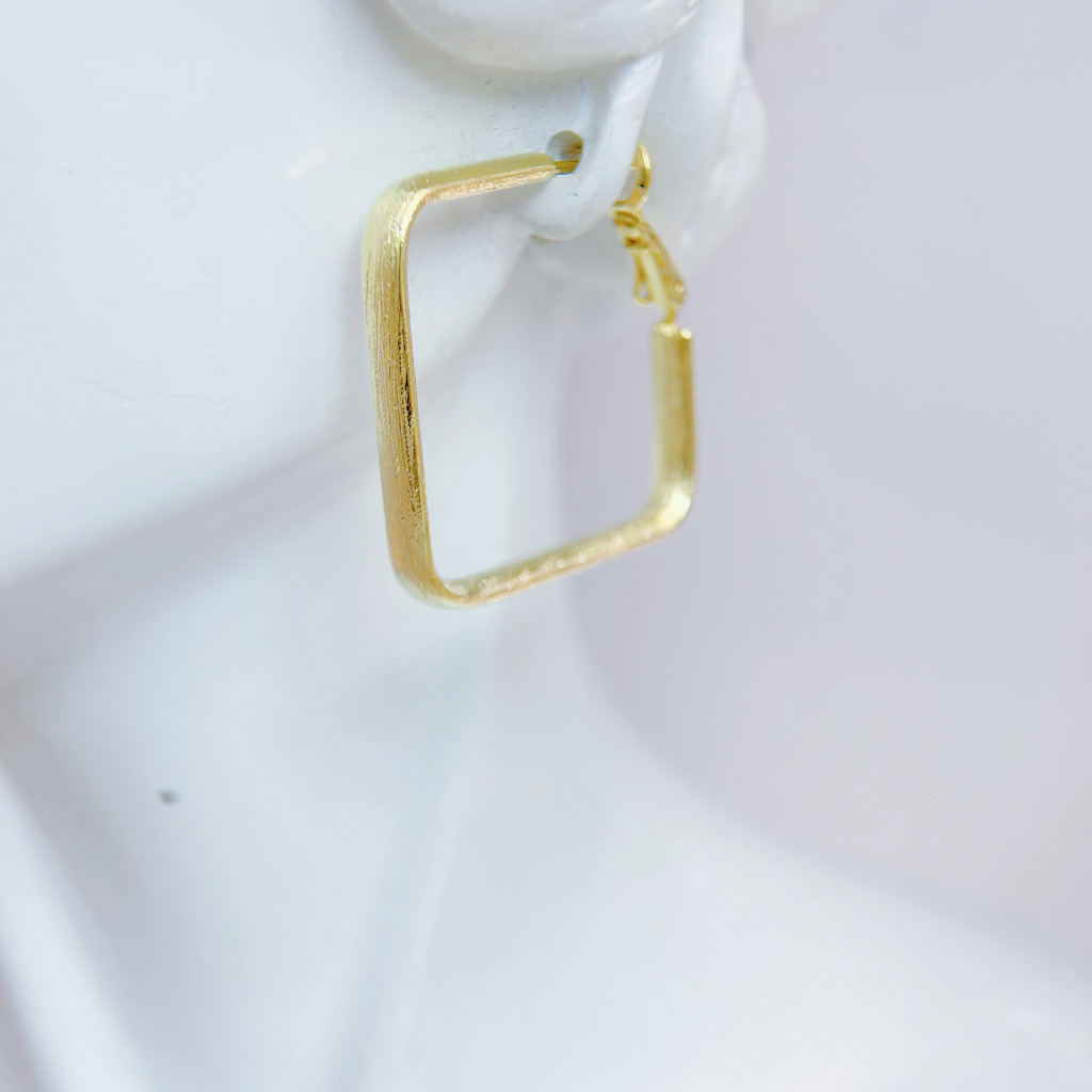 霧金/銀方圈耳環