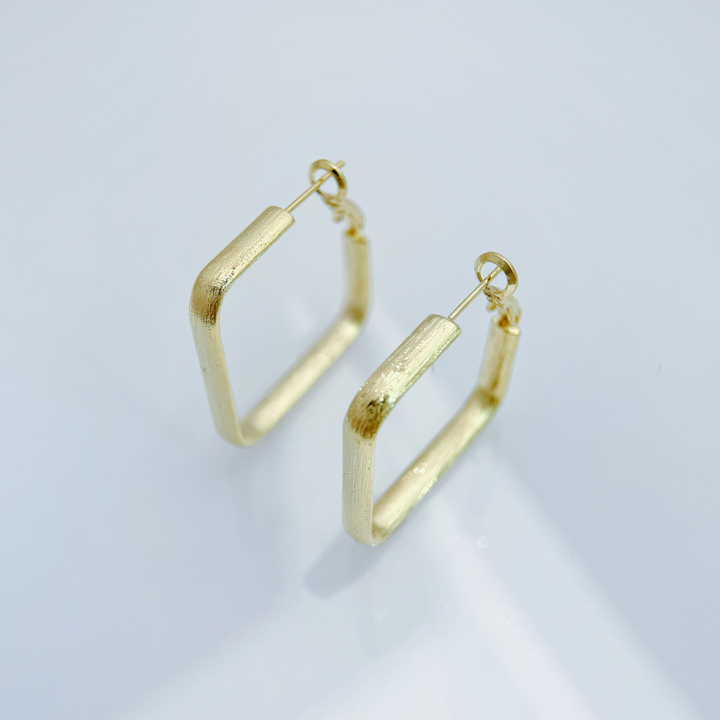 霧金/銀方圈耳環