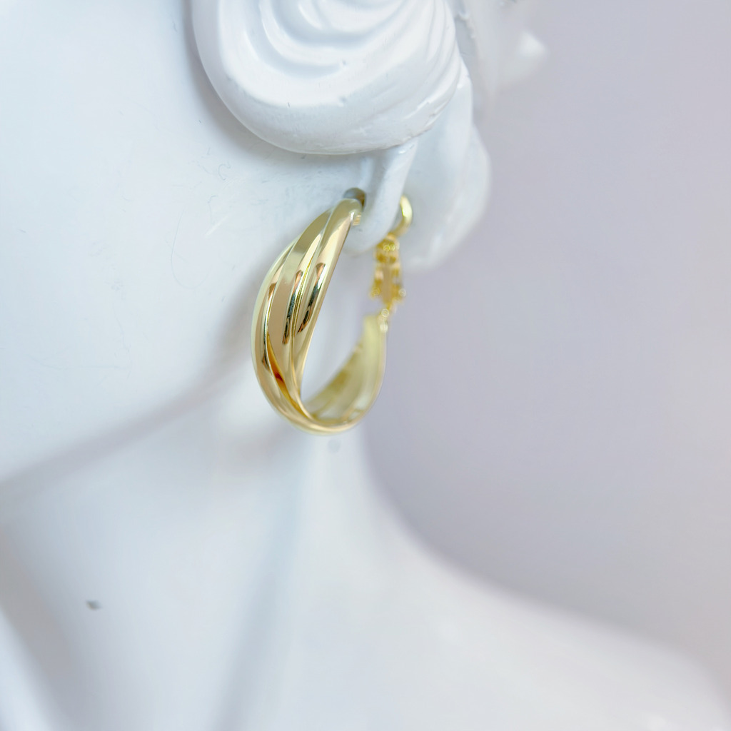 雙層拋光圈耳環