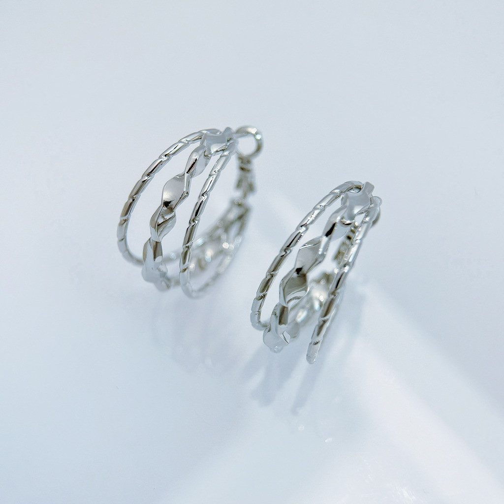 交織光影三環耳環