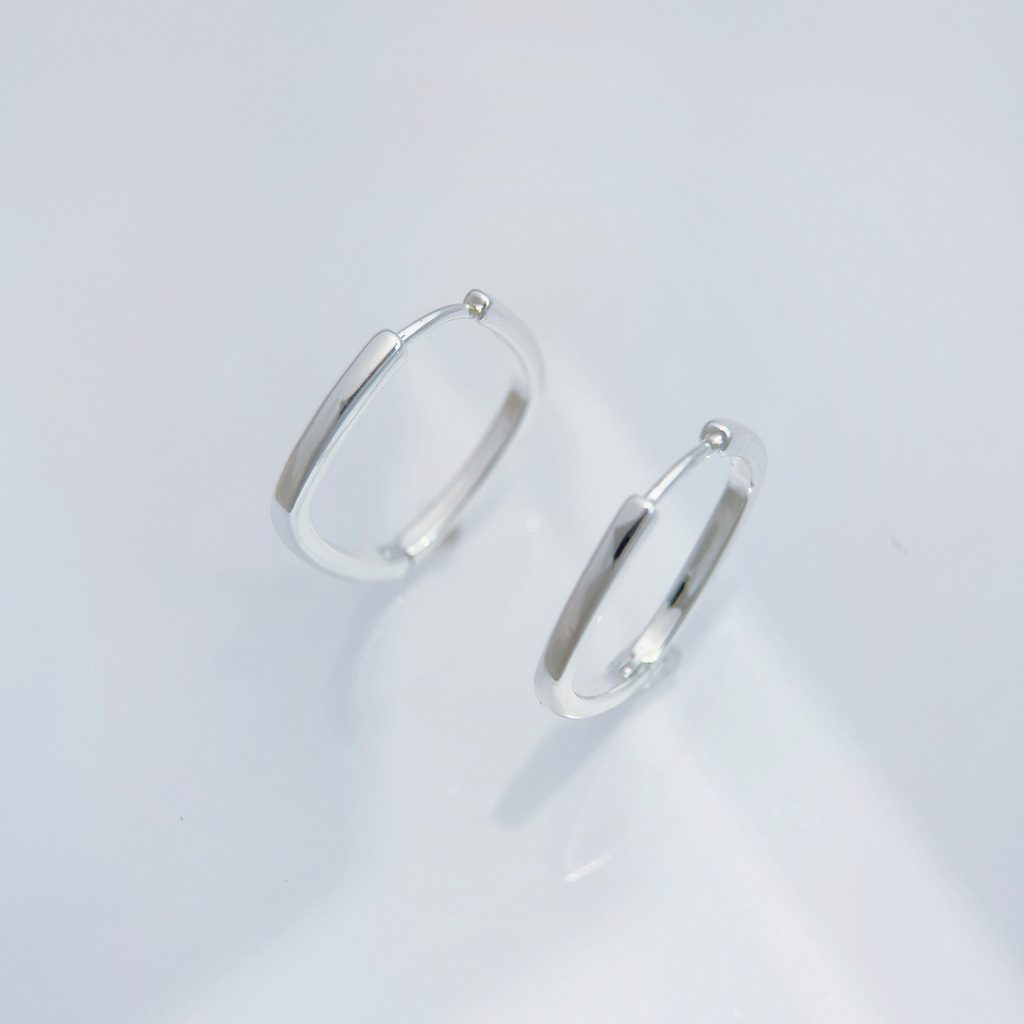 銀簡約圓圈耳環