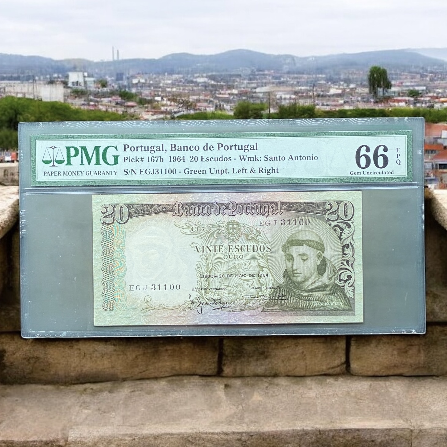 1964 Portugal Bank 20 Escudos (PMG 66) EGJ 31100