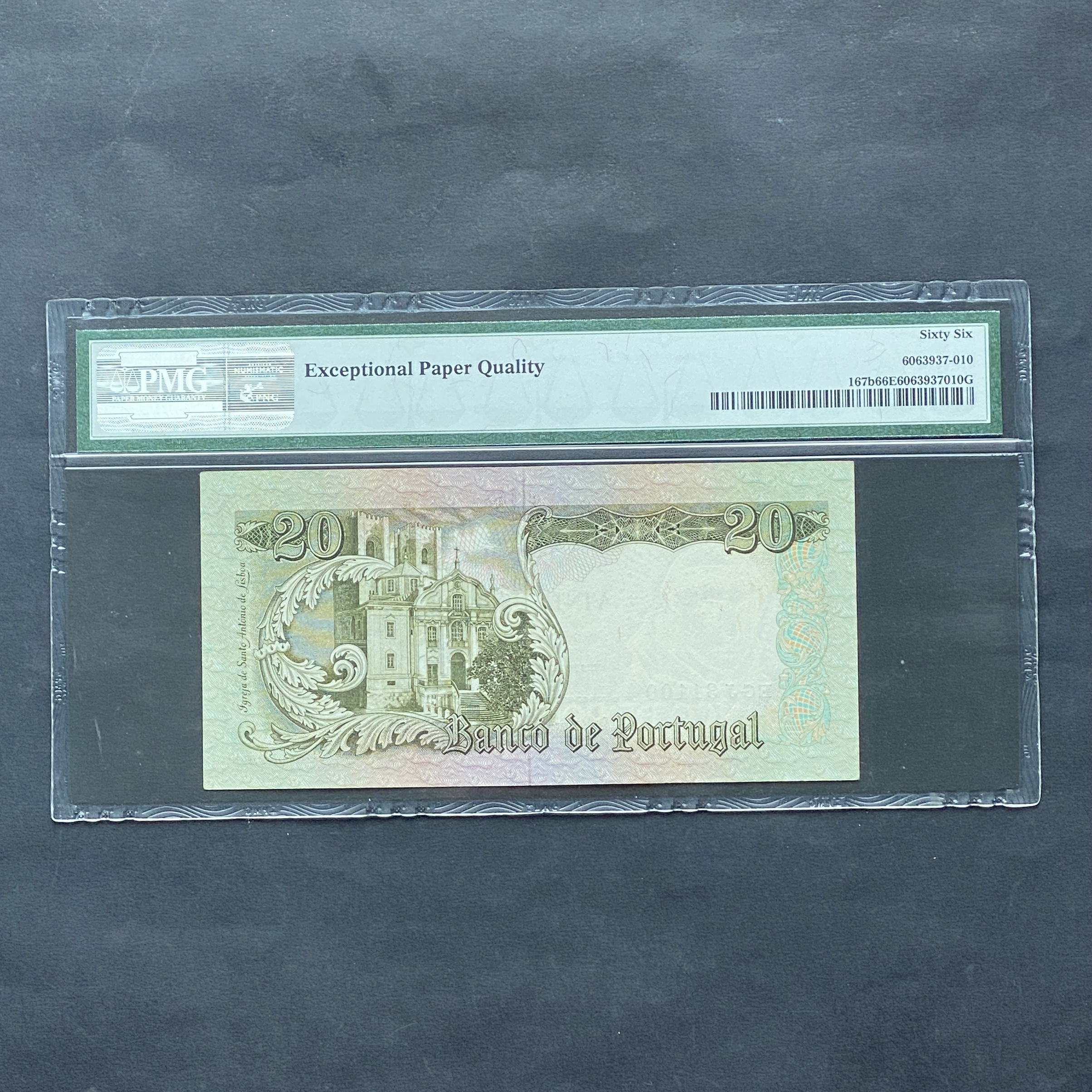 1964 Portugal Bank 20 Escudos (PMG 66) EGJ 31100