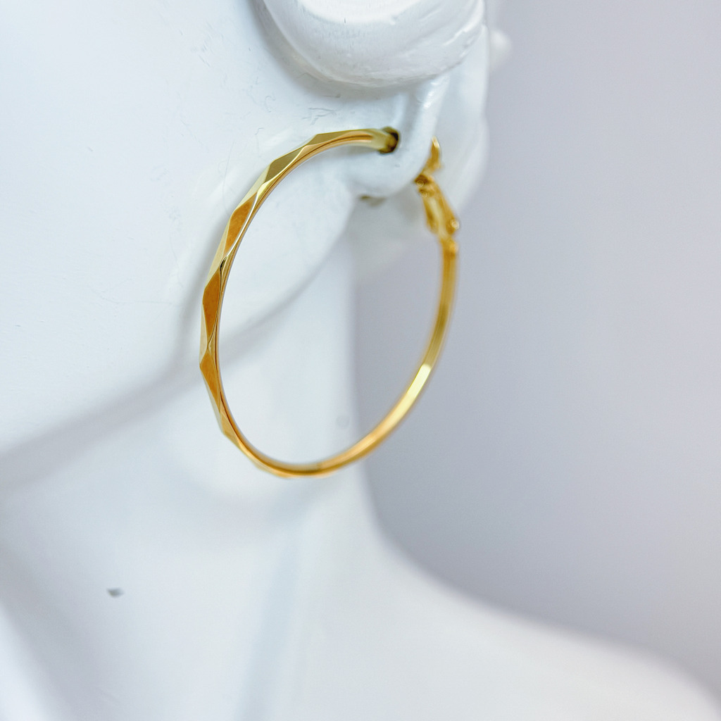 切角光影金耳環