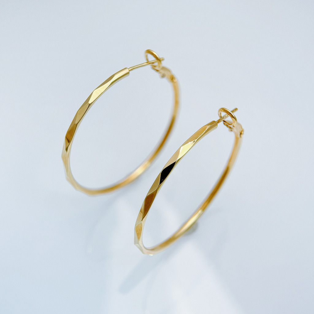 切角光影金耳環