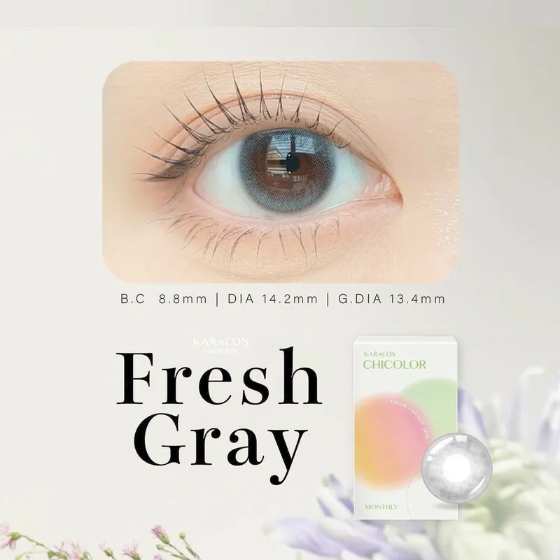 Karacon CHICOLOR 1 Month #110 Fresh Gray 清新灰｜月拋彩妝隱形眼鏡｜每盒1片