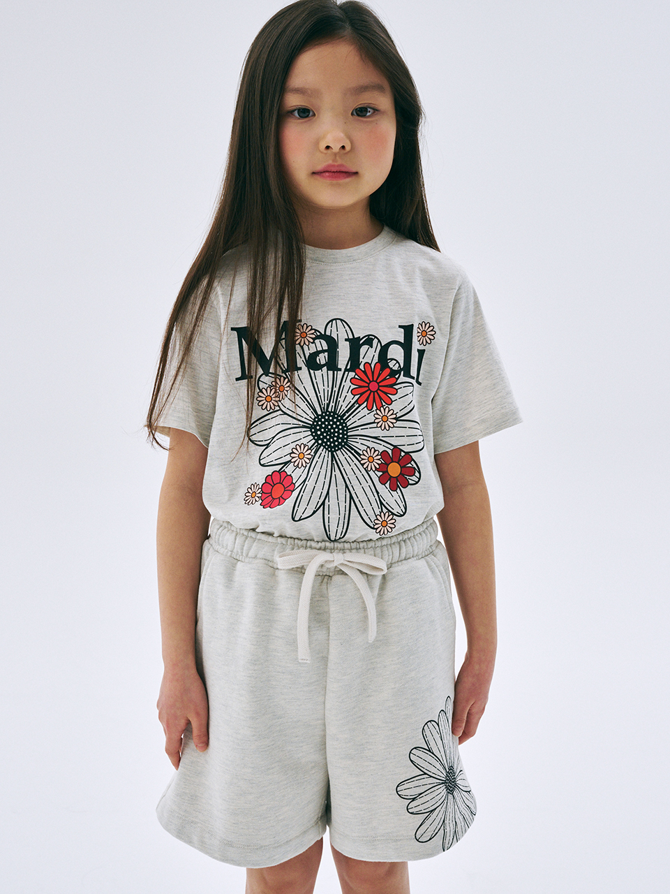 Mardi Mercredi KIDS TSHIRT FLOWERMARDI BLOSSOM_OATMEAL BLACK