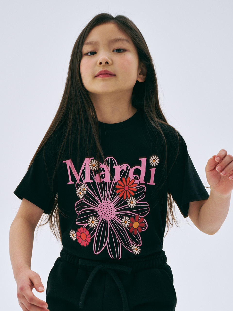 Mardi Mercredi KIDS TSHIRT FLOWERMARDI BLOSSOM_BLACK PINK