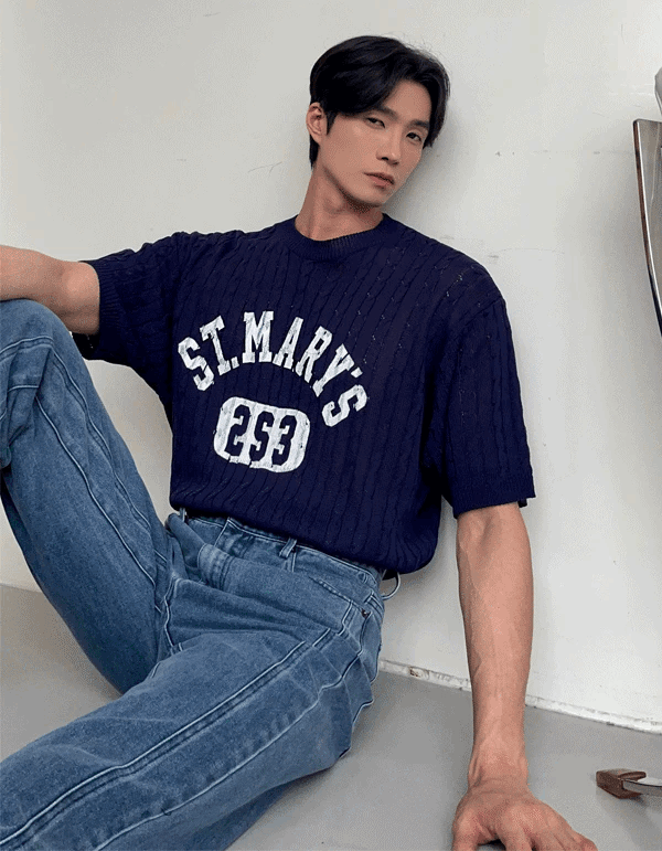 (韓國獨家特價)MERIS 麻花短袖針織衫