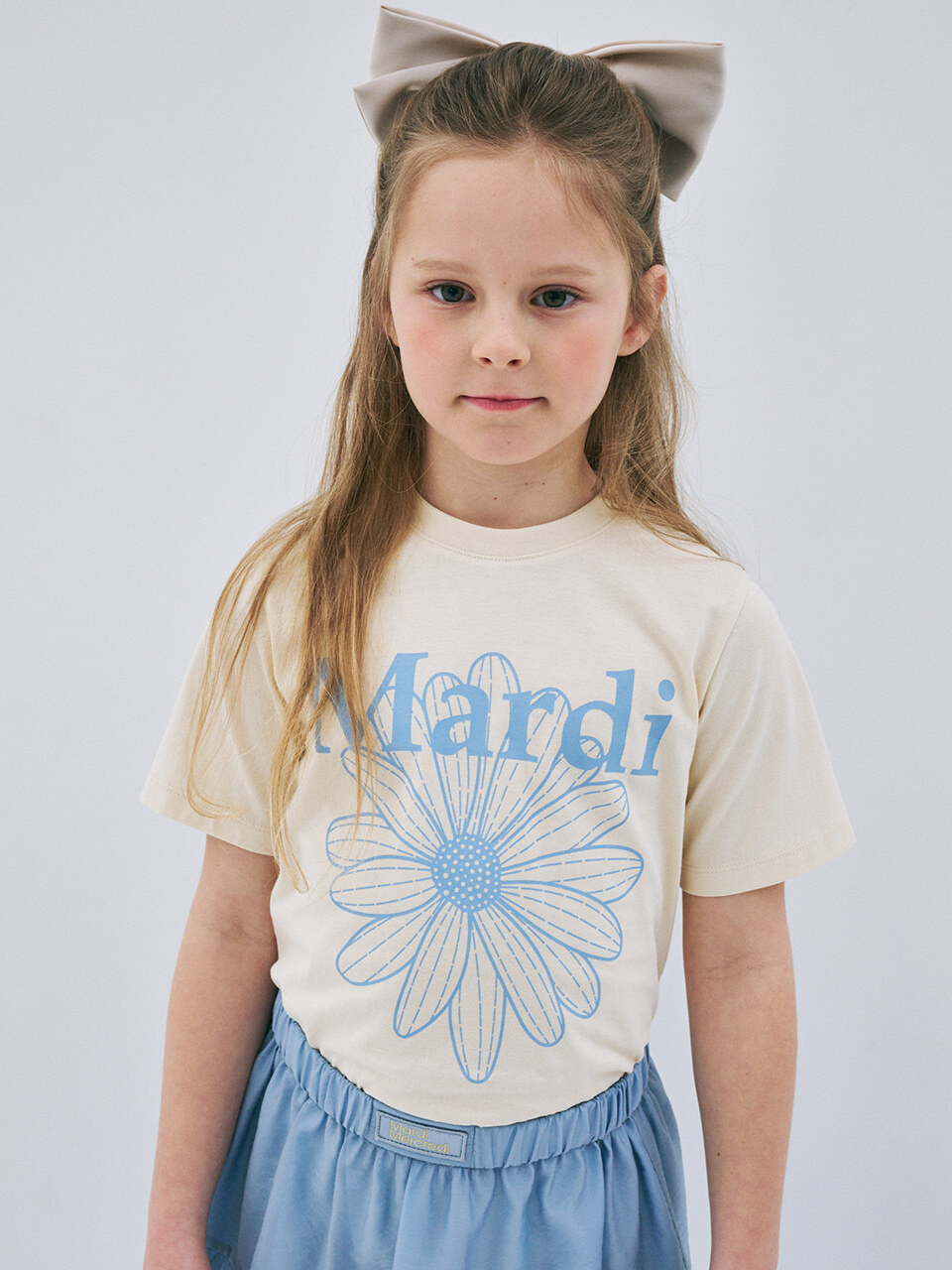 Mardi Mercredi KIDS TSHIRT FLOWERMARDI_BUTTER ASHBLUE