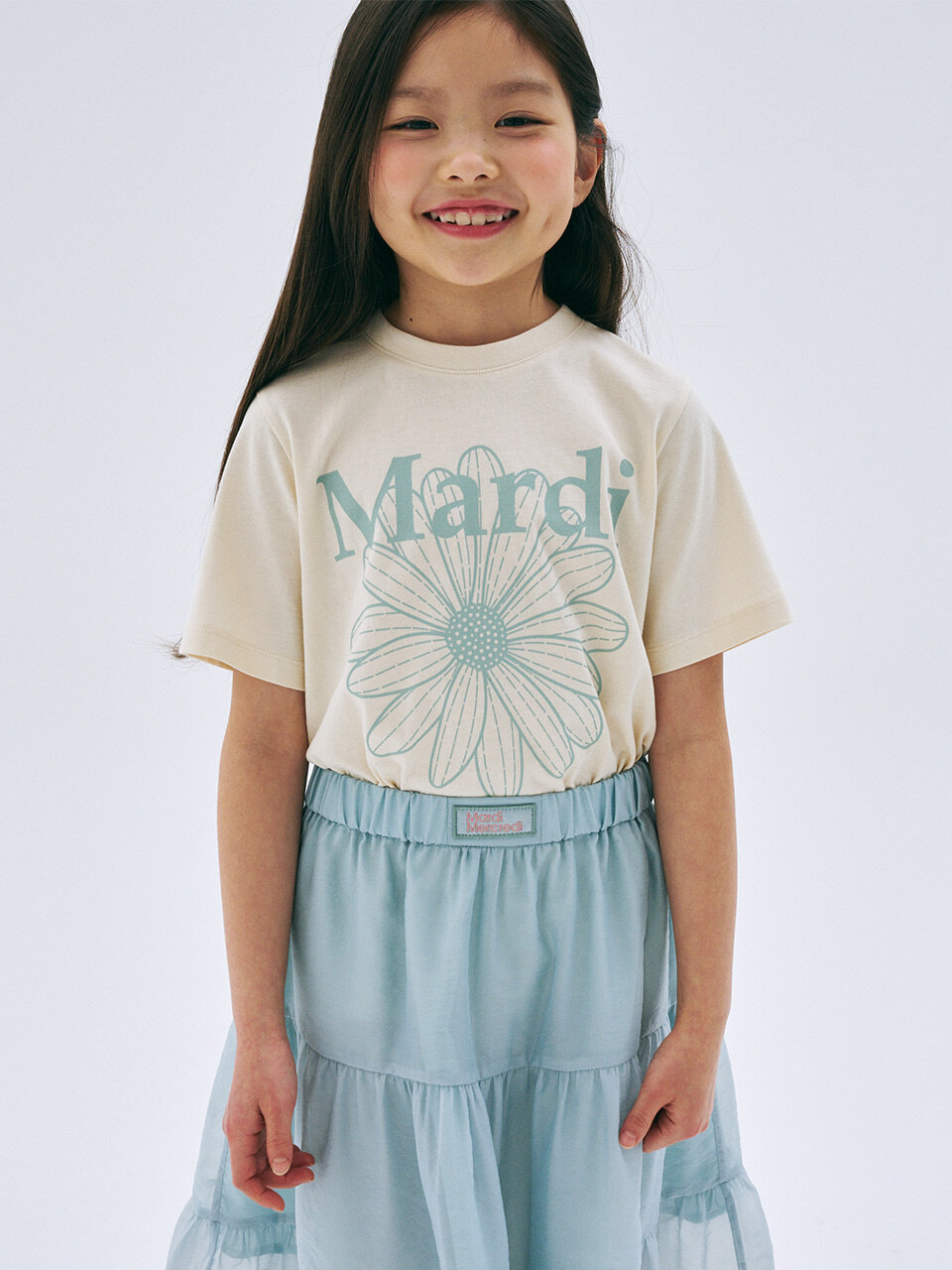 Mardi Mercredi KIDS TSHIRT FLOWERMARDI_BUTTER MOSSGREEN
