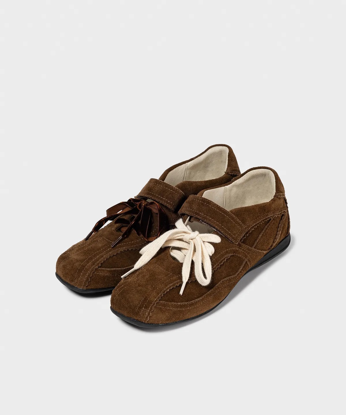 KHIHO PINKING MARY JANE SNEAKERS BROWN
