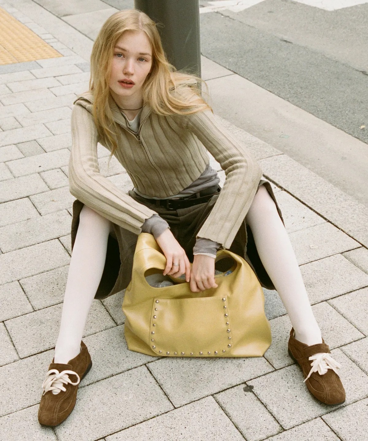 KHIHO PINKING MARY JANE SNEAKERS / BROWN