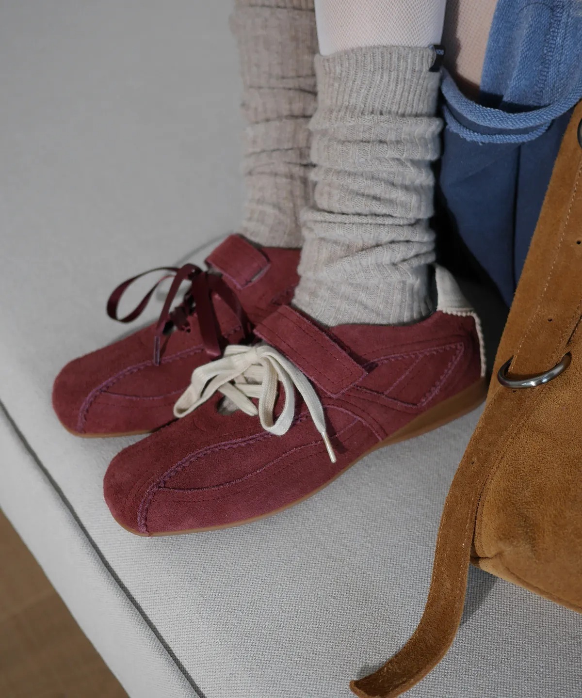 KHIHO PINKING MARY JANE SNEAKERS / WINE