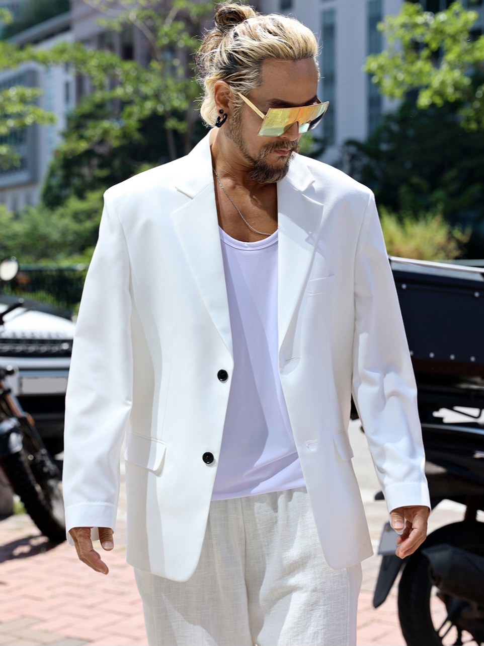 夏季寬鬆雙扣西裝外套