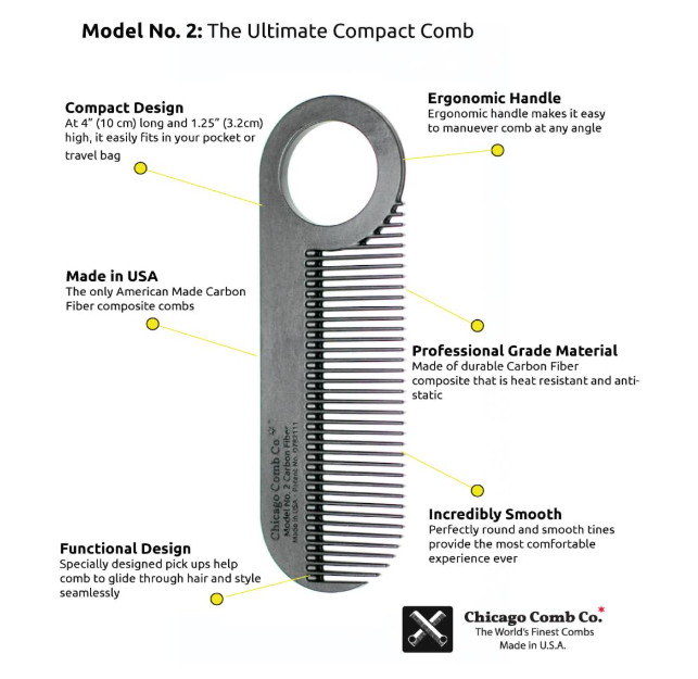 Chicago Comb Model 2 碳纖維旅行梳
