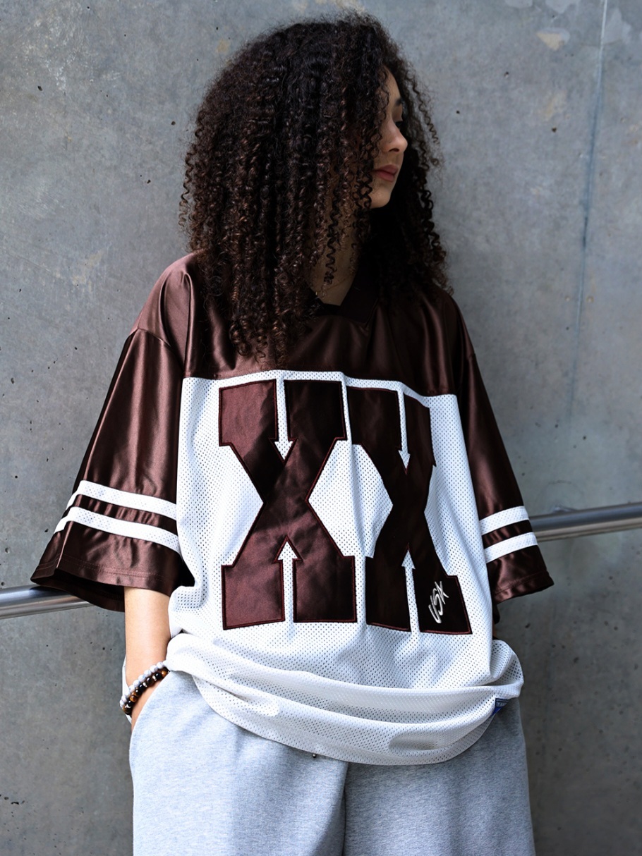 Double X V領網眼短袖T恤