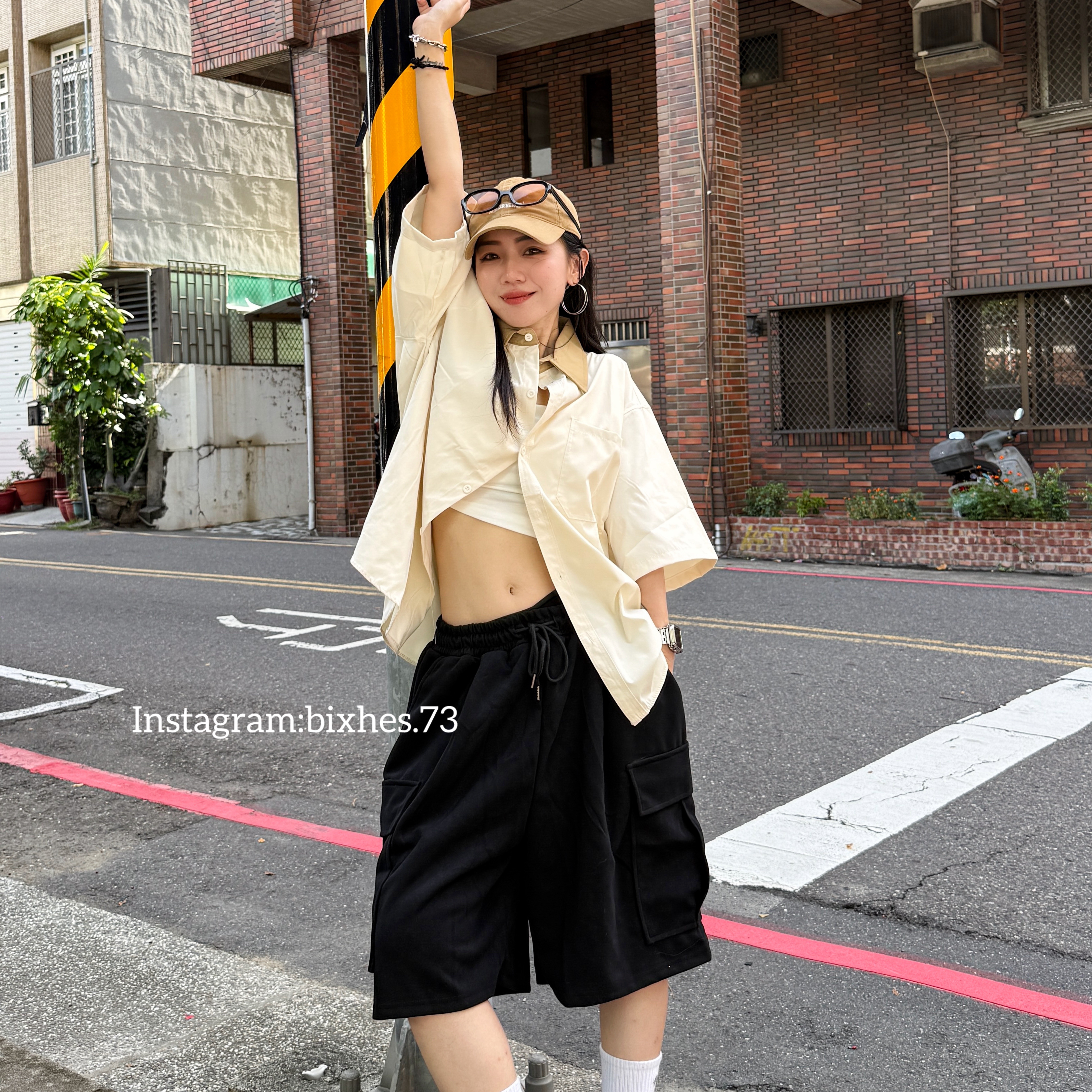 翻領撞色口袋短袖襯衫(G00002)