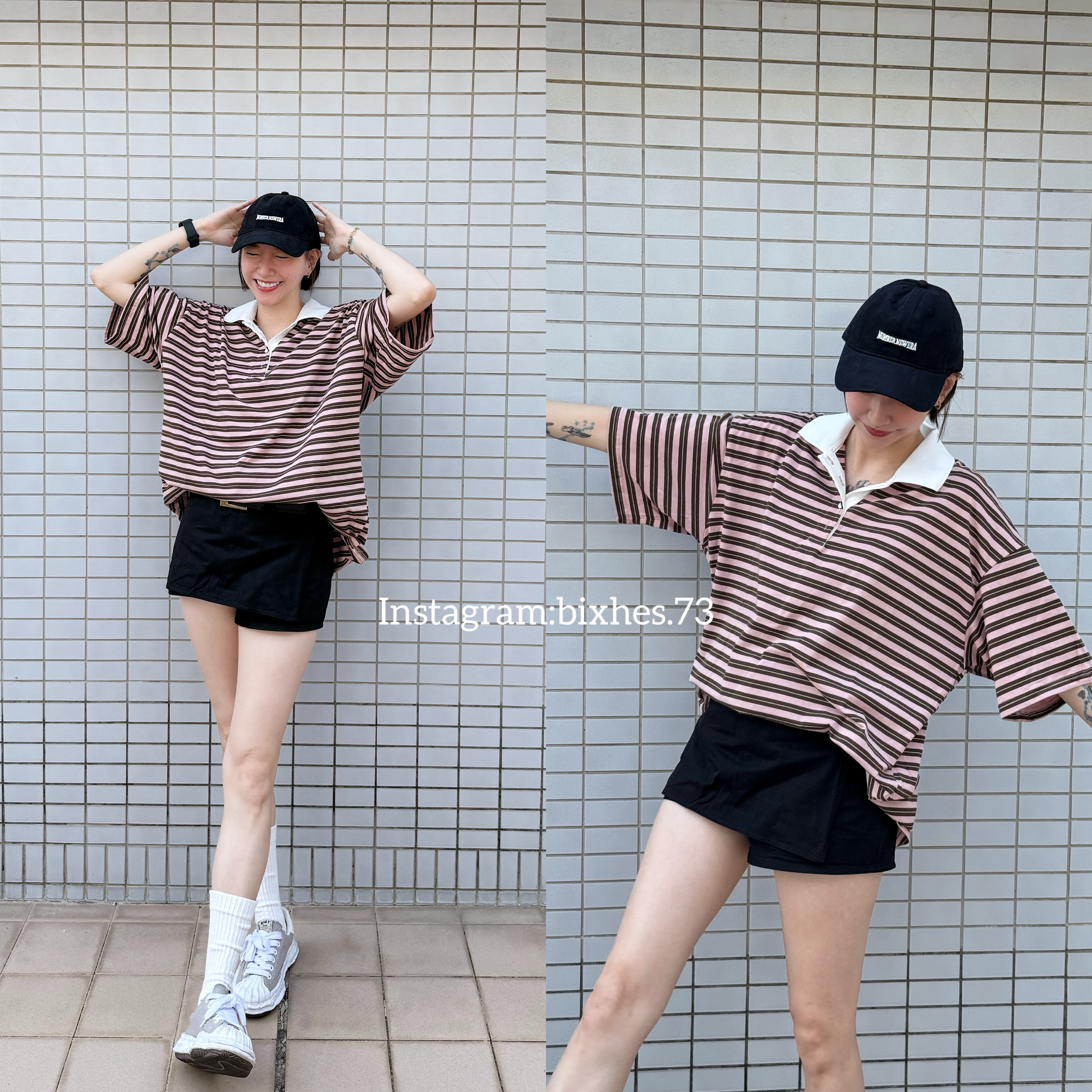 廠商自訂寬版條紋短T(A00029)