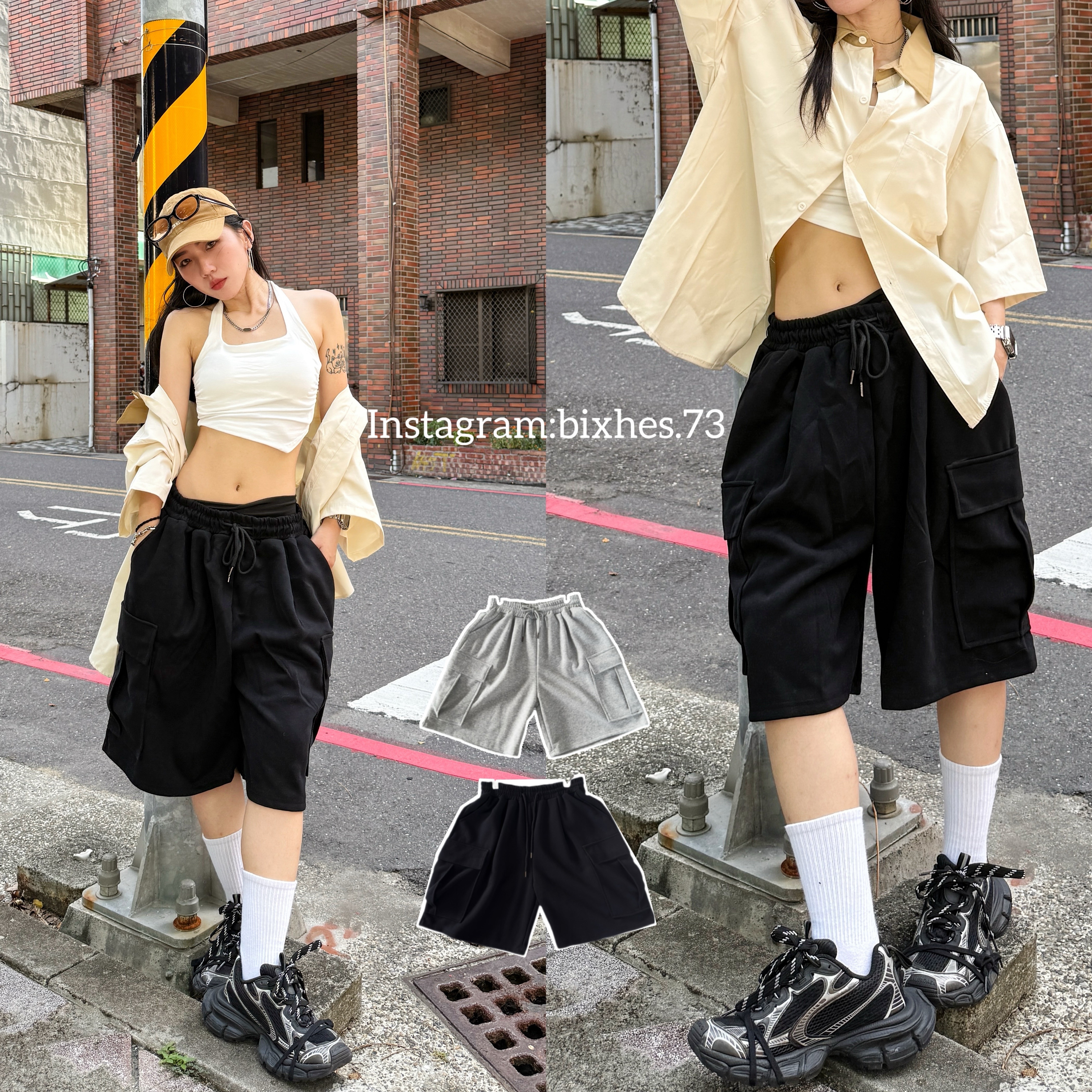 高磅棉質寬版七分褲(E00042)