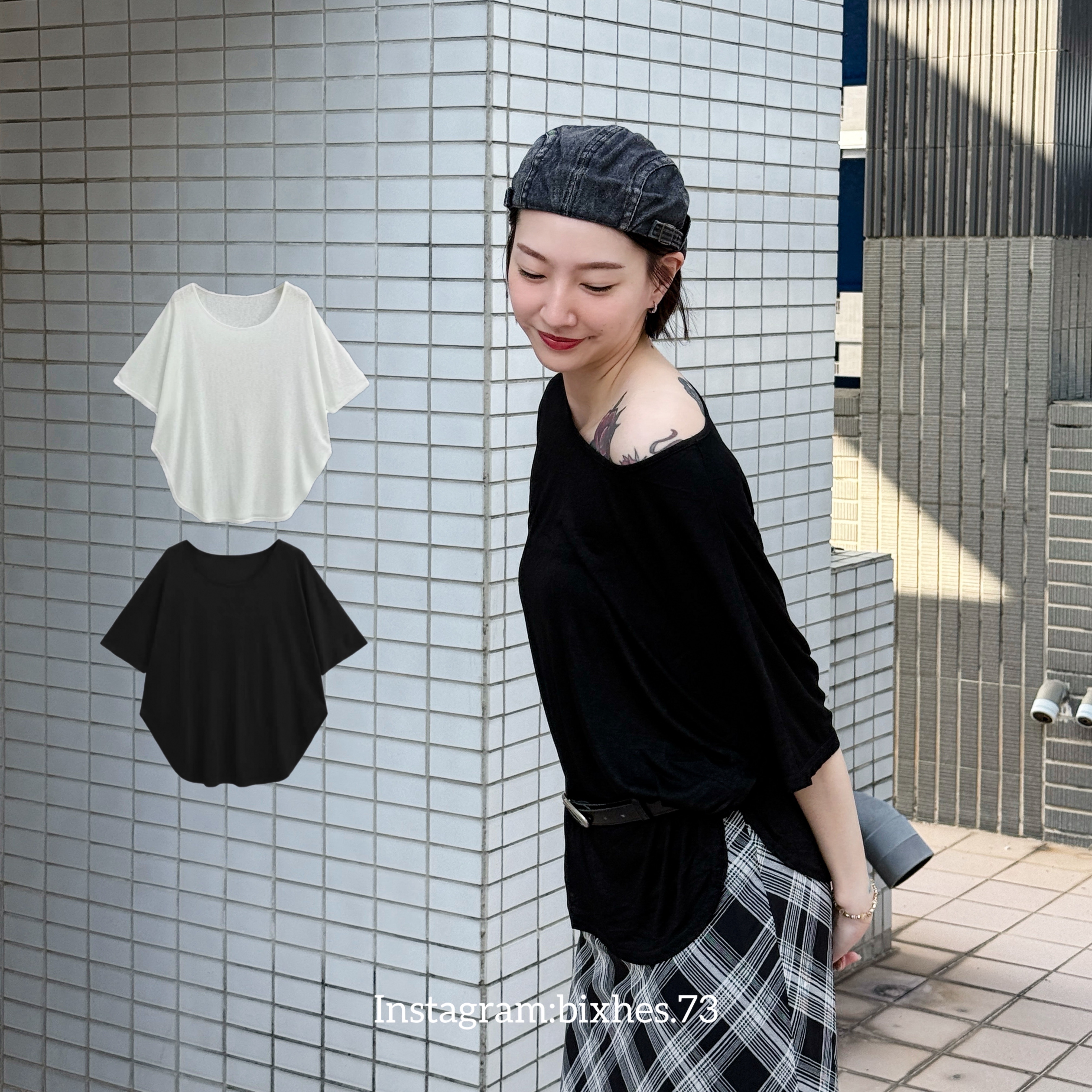 慵懶大圓領短袖罩衫(A00004)