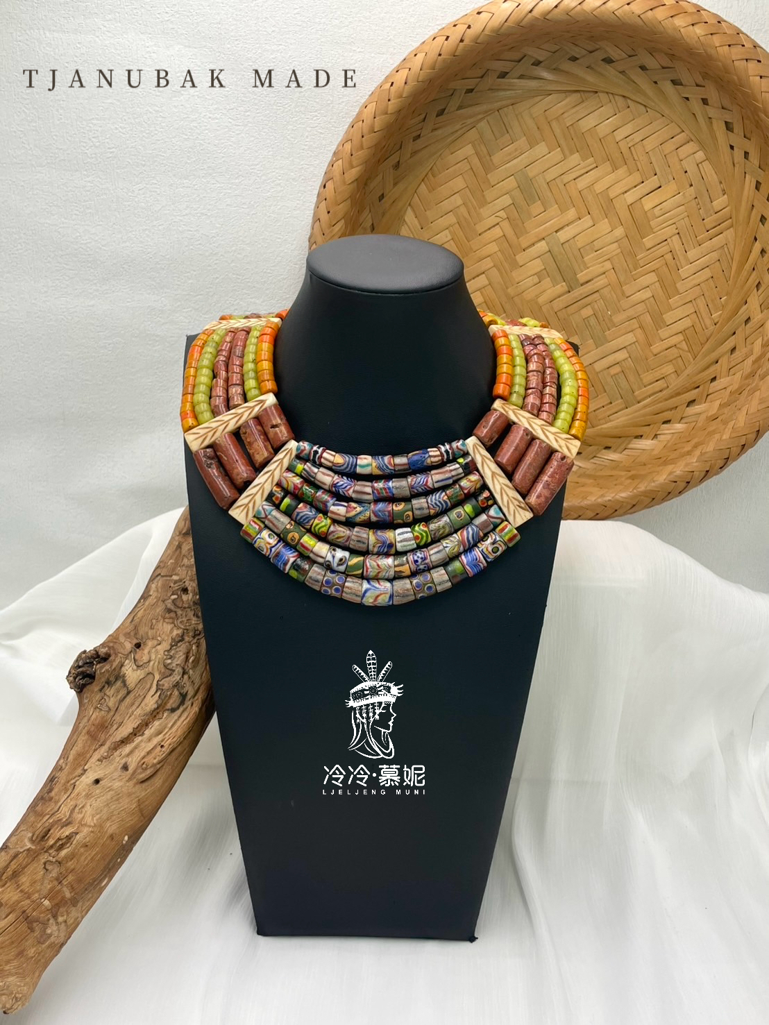 W-No.45傳統花珠複串短鍊41cm