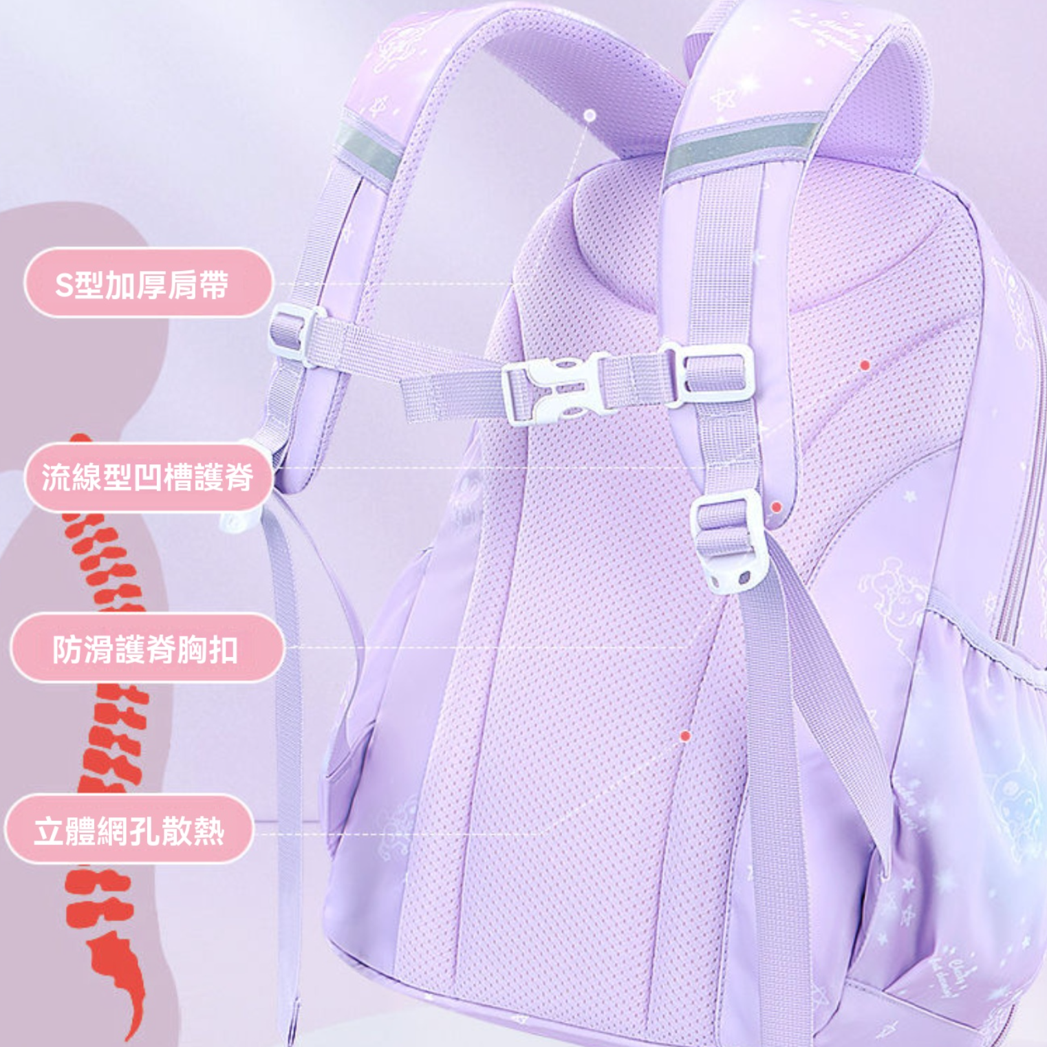 C0182 Sanrio幻彩冰箱式開門女童護脊書包